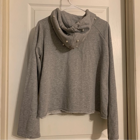 Only pearl accent raw edged hoodie - Picture 9 of 11